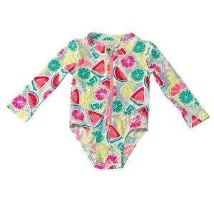 TOMMY BAHAMA GIRLS ONE PIECE LONG SLEEVE FRUIT PATTERN SWIMSUIT SIZE 18 MONTHS